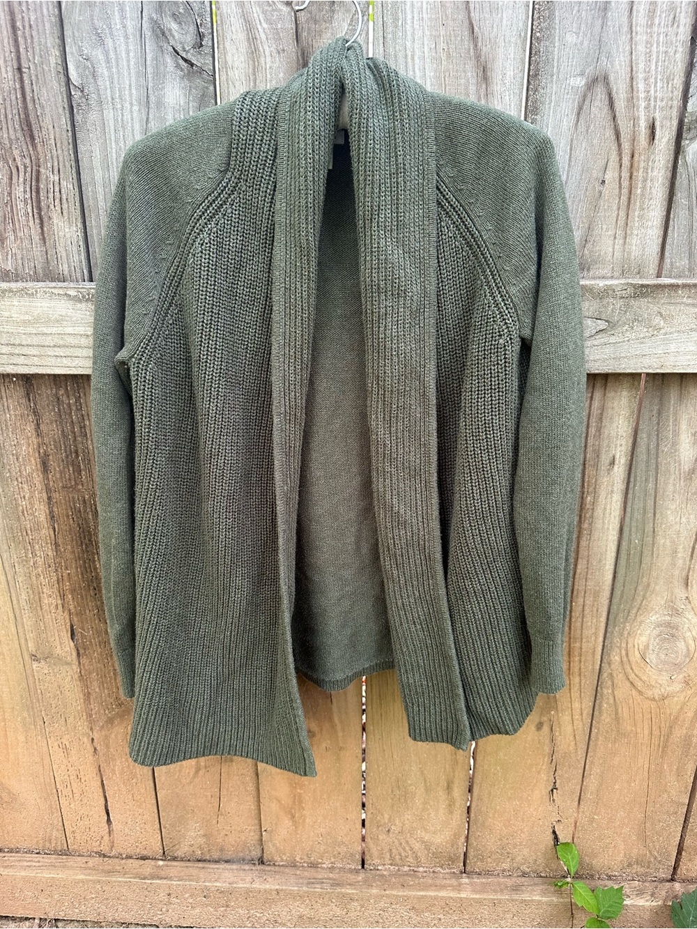 L. L. Bean green cotton open cardigan